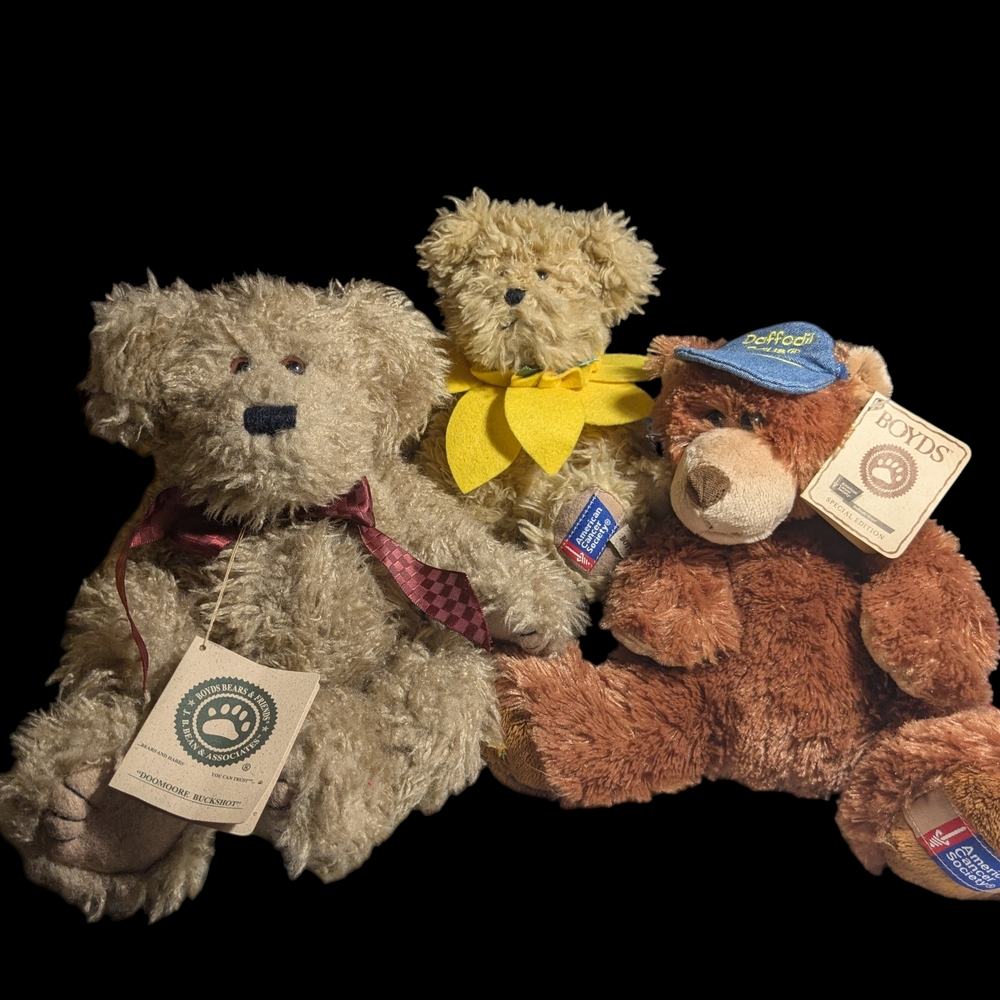 Boyds Bears Lot Of 3. Doormore Buckshot, Daffodil Days American Cancer Society